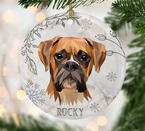 Custom Christmas Santa Claus Hat Dog Ornament Cute Boxer 